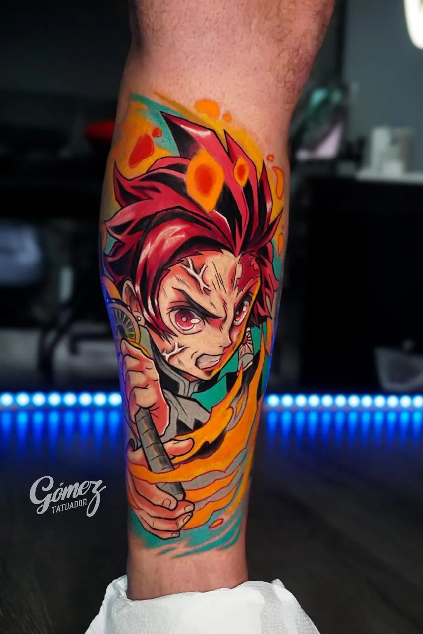 Tatuaje anime colores sólidos